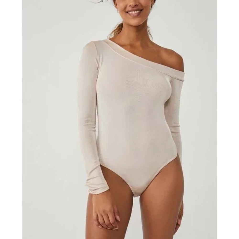 Free People Cream One-Shoulder Bodysuit